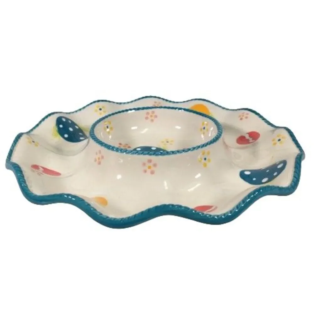Temp-tations Old World Easter Chip Dip Vegetable Serving Plate Platter Tray Eggs